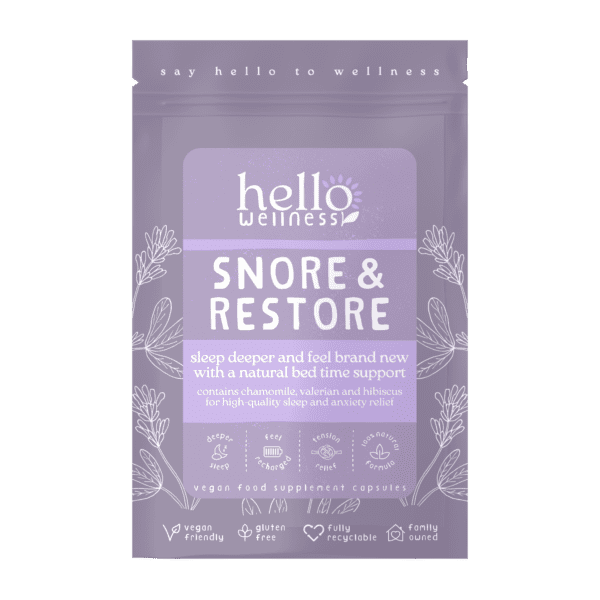 Snore & Restore | restful and restorative sleep. natural supplement active herbal sleep aid remedy.